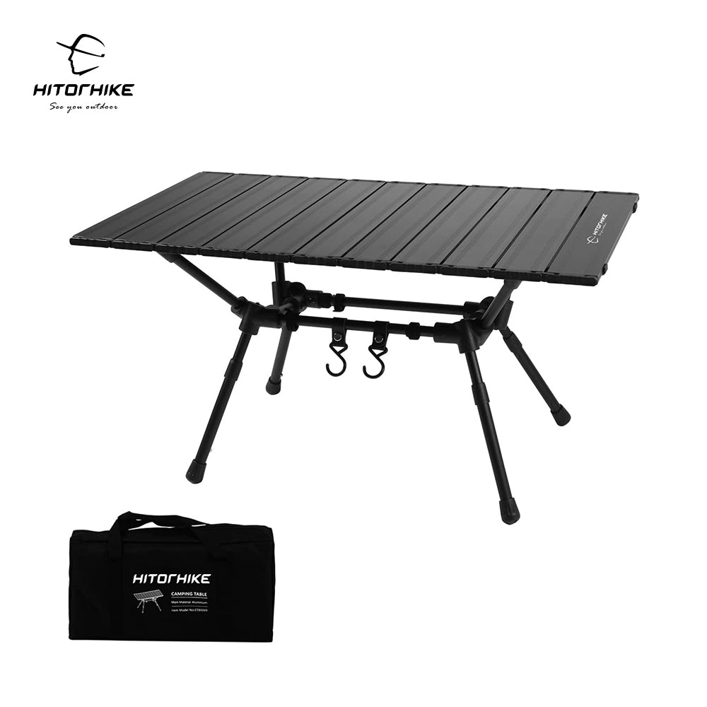 HITORHIKE Camping Tables with Aluminum Table Top Ultralight Camp Table with Carry Bag for Indoor, Outdoor, Backpacking, BBQ, Beach, Hiking, Travel, Fishing