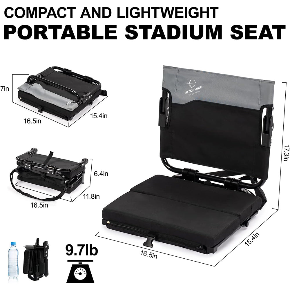 HITORHIKE Stadium Seat for Bleachers with Back Support and Cushion Includes Shoulder Strap Foldable Stadium Seat Chairs for Sports Games Outdoor Concerts and Camping Activities
