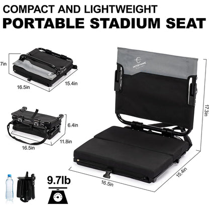 HITORHIKE Stadium Seat for Bleachers with Back Support and Cushion Includes Shoulder Strap Foldable Stadium Seat Chairs for Sports Games Outdoor Concerts and Camping Activities