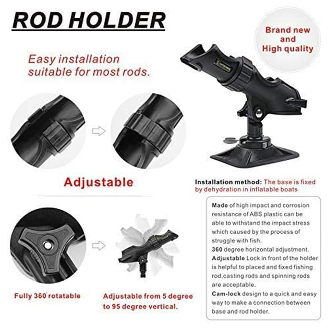 HITORHIKE Fishing Rod Holder Universal Fit Kit Allows for 360-degree Adjustment Kayak Fishing Boat Powerlock Rod Holder
