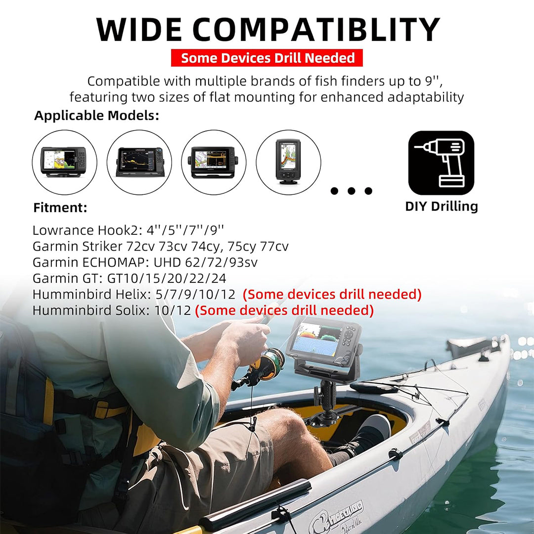 HITORHIKE Universal Fish Finder Side Track Mount Base Set for Kayak