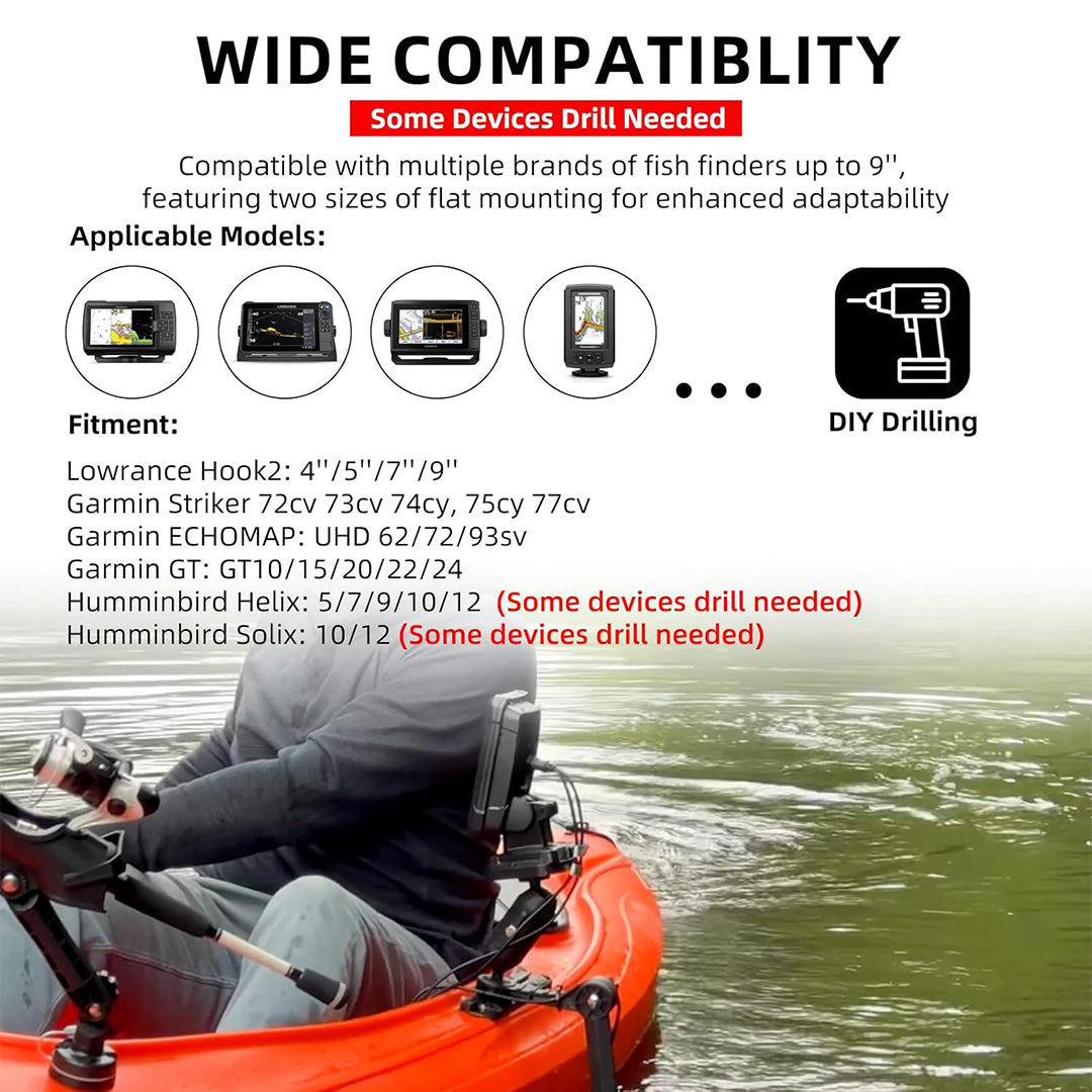 HITORHIKE Universal Fish Finder Track Mount Base Pro Max Set for Kayak(with Arms and Track)