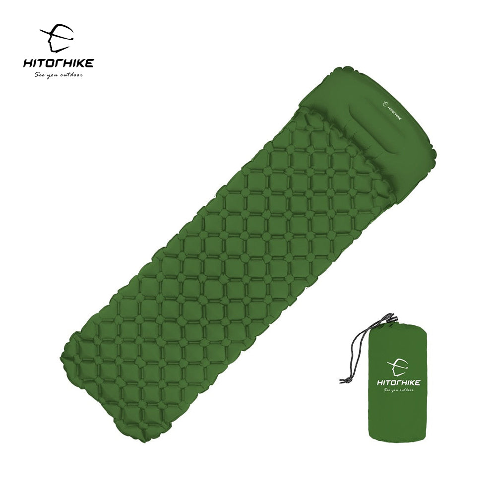 Hitorhike Inflatable mattress Cushion Sleeping Bag Mat Fast Filling Air Moistureproof Camping beach Mat With Pillow Sleeping Pad