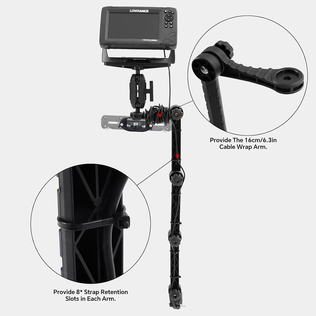 HITORHIKE Universal Fish Finder Side Track Mount Base Pro Set for Kayak(with Arms)