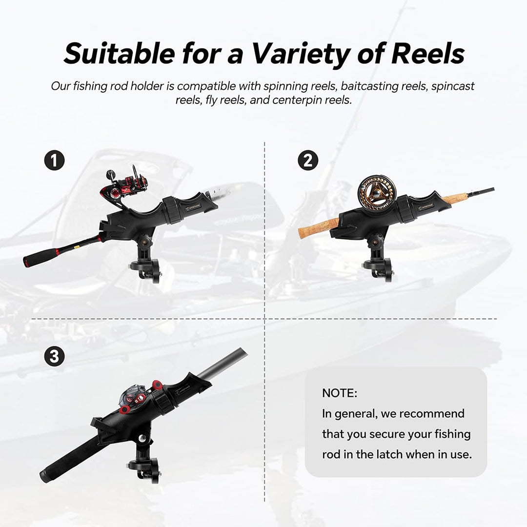 HITORHIKE Fishing Rod Holder Universal Fit Kit Allows for 360-degree Adjustment Kayak Fishing Boat Powerlock Rod Holder