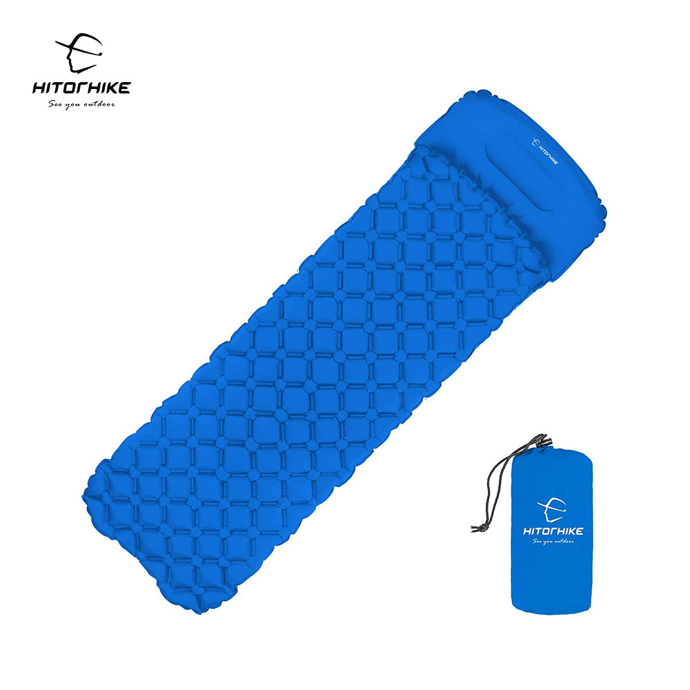 Hitorhike Inflatable mattress Cushion Sleeping Bag Mat Fast Filling Air Moistureproof Camping beach Mat With Pillow Sleeping Pad