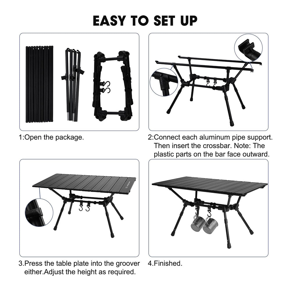 HITORHIKE Camping Tables with Aluminum Table Top Ultralight Camp Table with Carry Bag for Indoor, Outdoor, Backpacking, BBQ, Beach, Hiking, Travel, Fishing