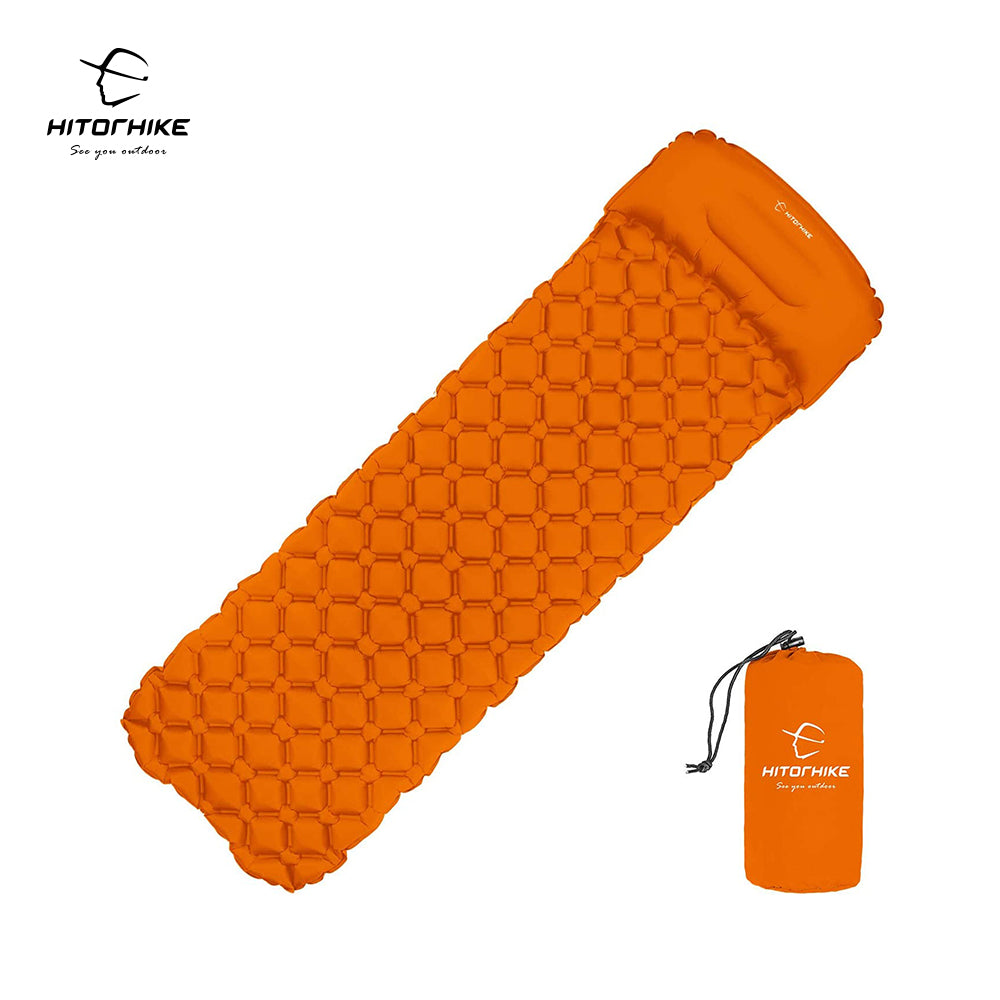 Hitorhike Inflatable mattress Cushion Sleeping Bag Mat Fast Filling Air Moistureproof Camping beach Mat With Pillow Sleeping Pad