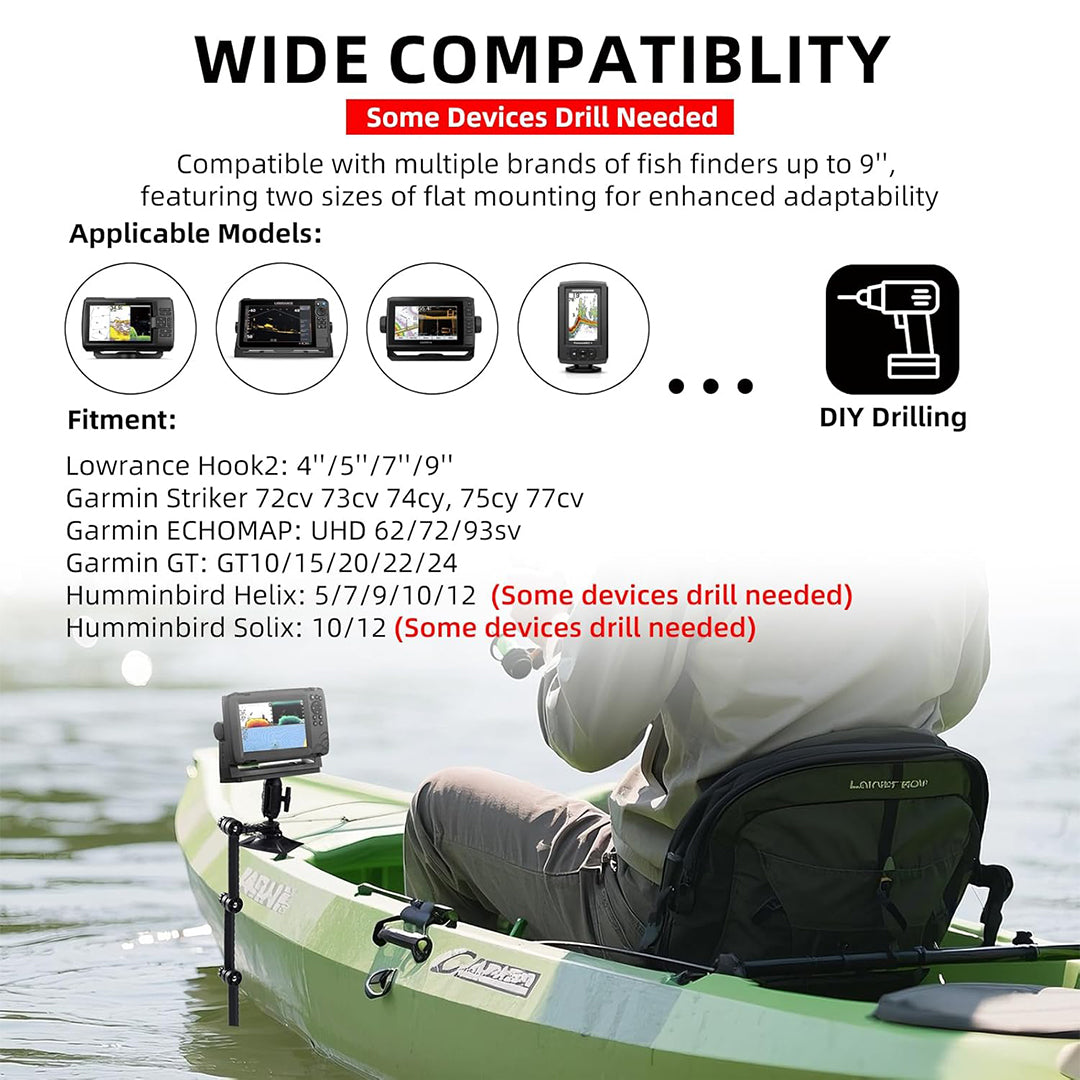 HITORHIKE Universal Fish Finder RIB Mount Pro Set for Kayak(with Arms)