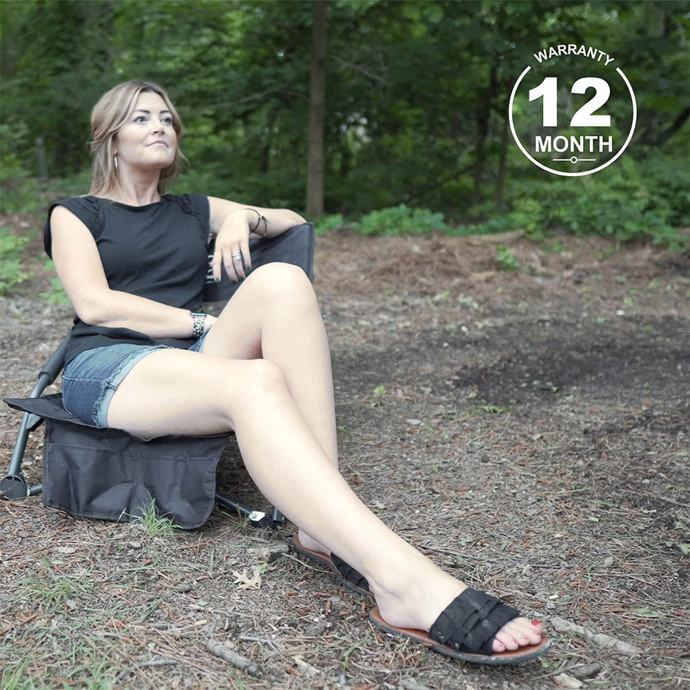 HITORHIKE Low Sling Beach Camping Concert Folding Chair with Armrests and Breathable Nylon Mesh Back Compact and Sturdy Chair