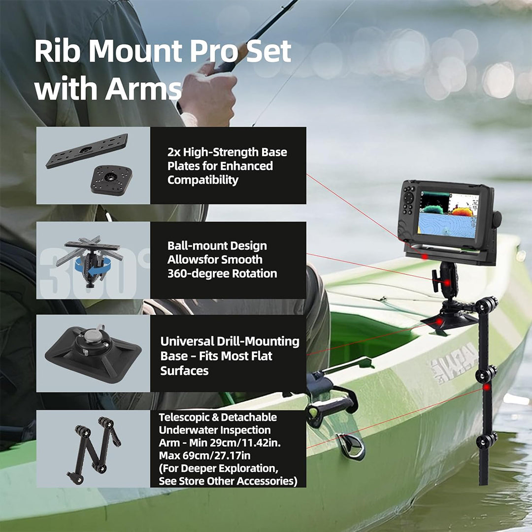 HITORHIKE Universal Fish Finder RIB Mount Pro Set for Kayak(with Arms)