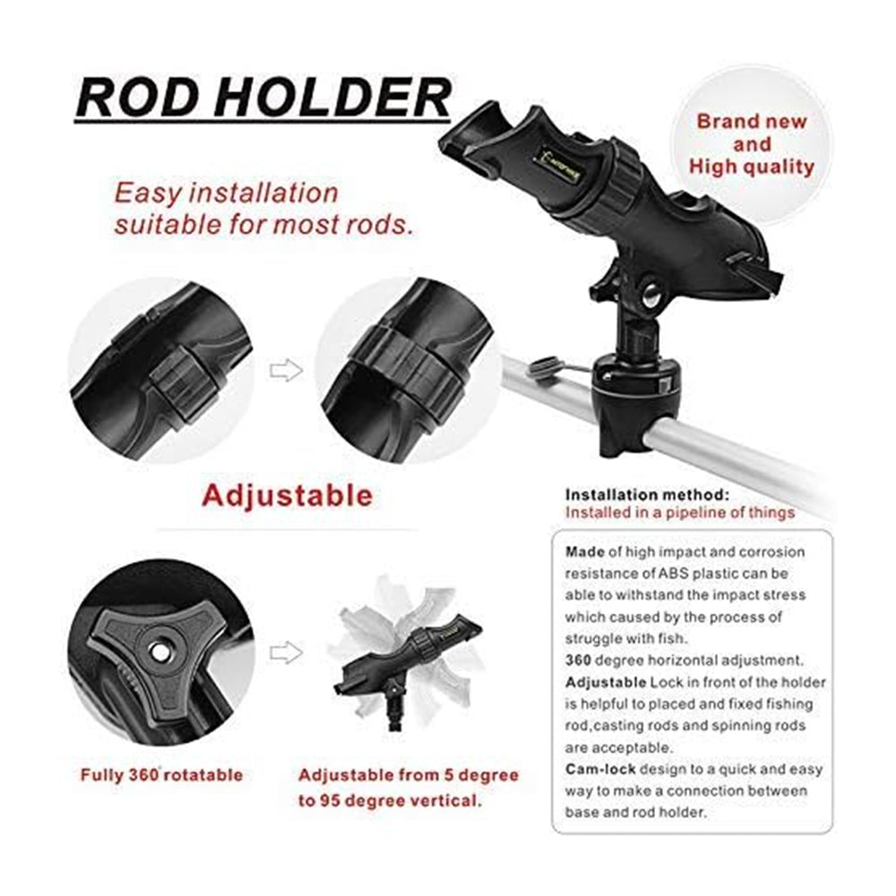 HITORHIKE Fishing Rod Holder Universal Fit Kit Allows for 360-degree Adjustment Kayak Fishing Boat Powerlock Rod Holder