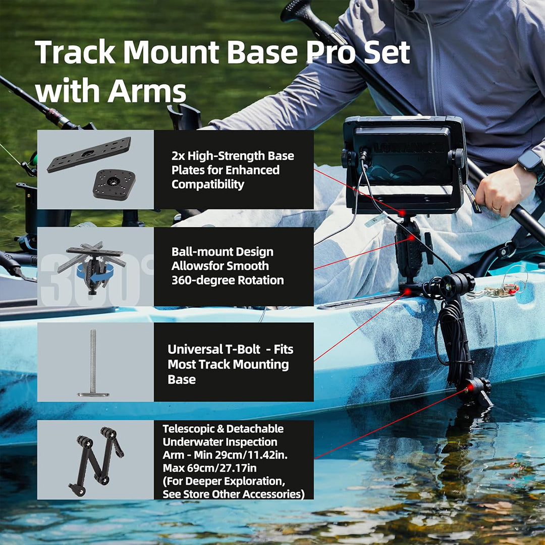 HITORHIKE Universal Fish Finder Track Mount Base Pro Set for Kayak(with Arms)