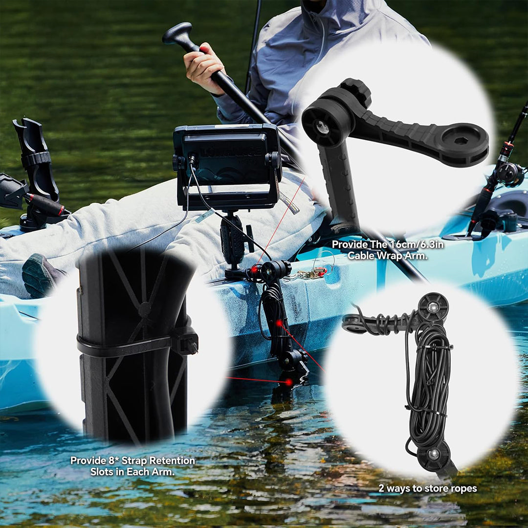 HITORHIKE Universal Fish Finder Track Mount Base Pro Max Set for Kayak(with Arms and Track)