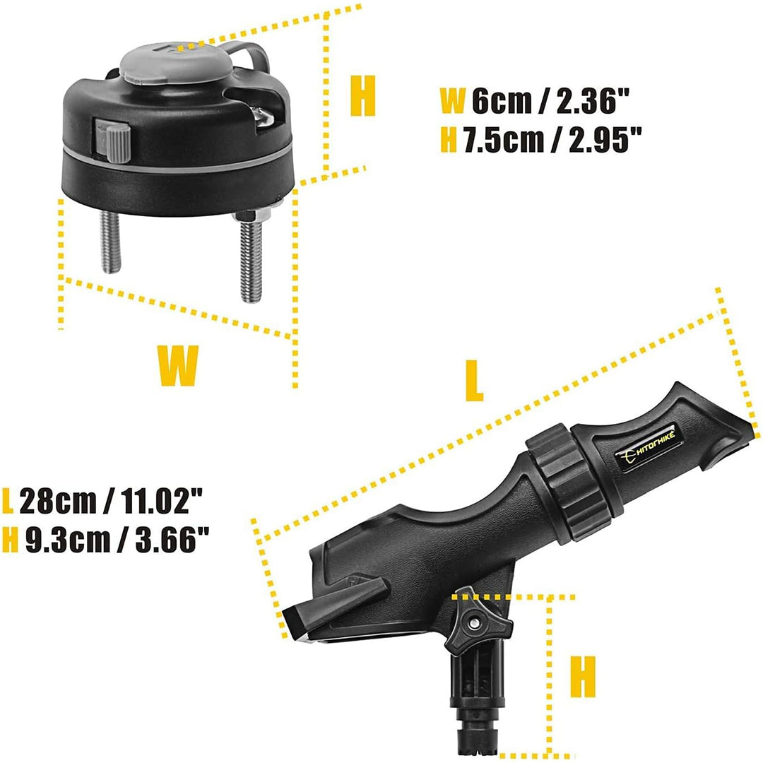 HITORHIKE Fishing Rod Holder Universal Fit Kit Allows for 360-degree Adjustment Kayak Fishing Boat Powerlock Rod Holder
