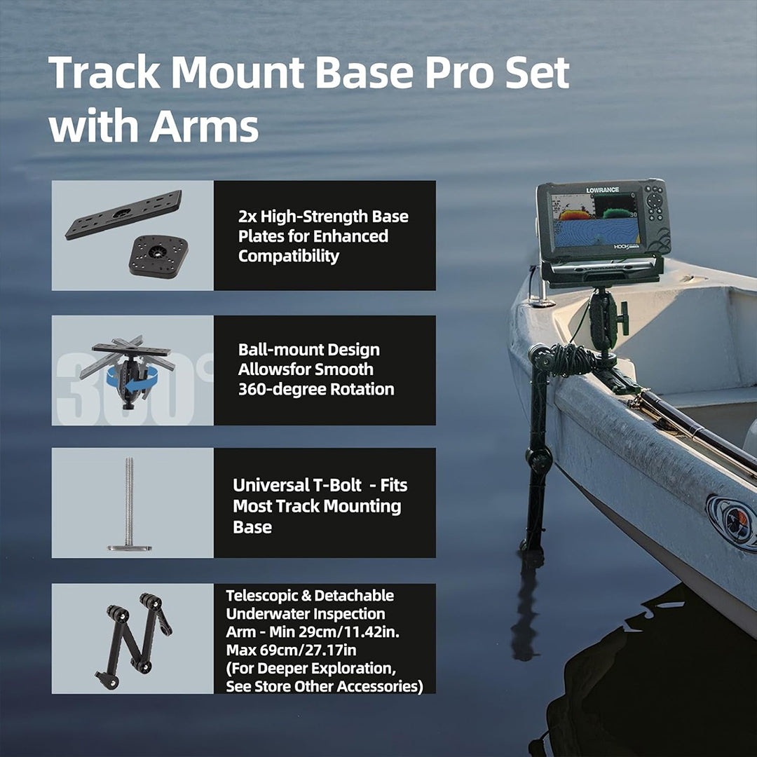 HITORHIKE Universal Fish Finder Track Mount Base Pro Max Set for Kayak(with Arms and Track)
