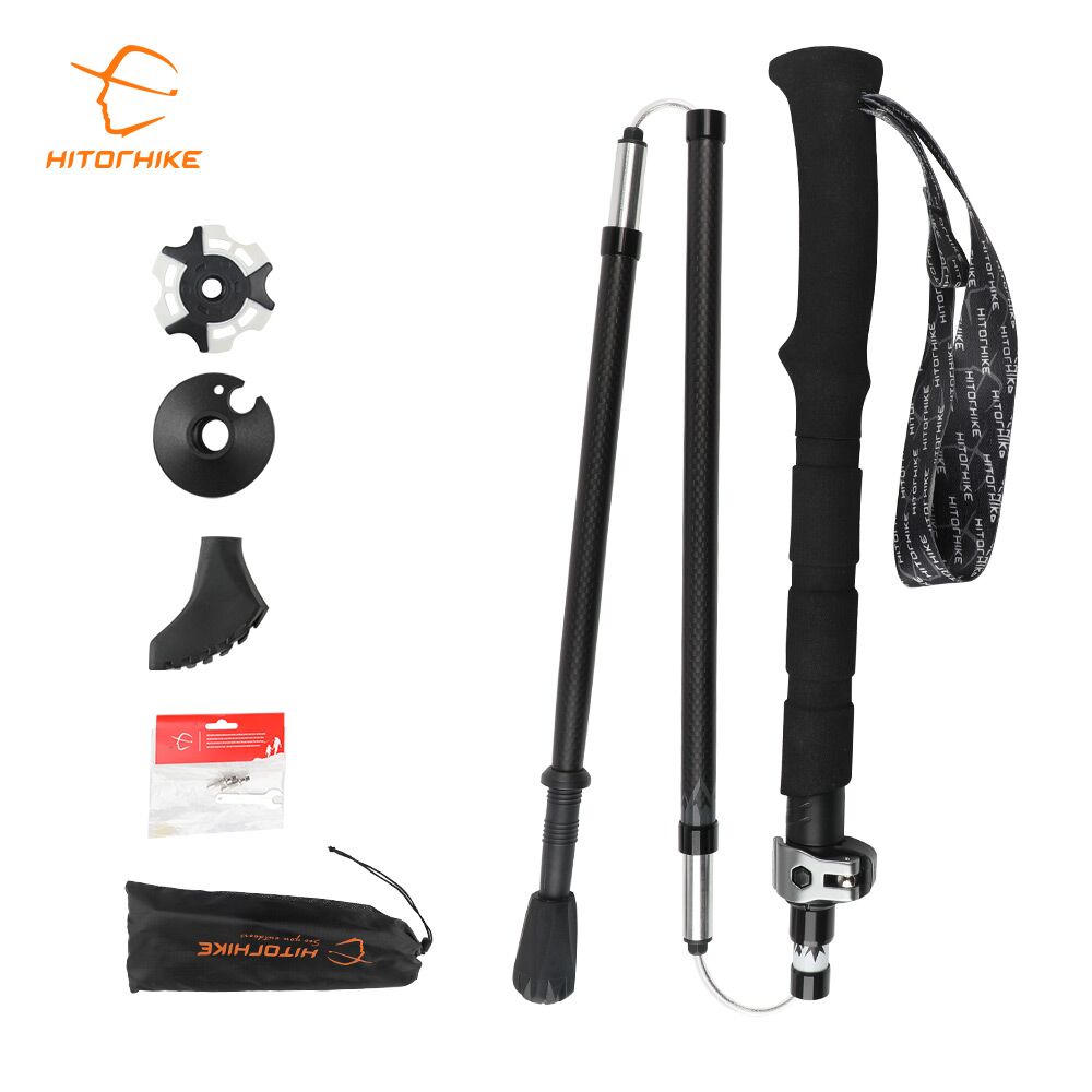  (Pike Trail Trekking Poles - Lightweight Carbon Fiber  Collapsible Sticks for Walking and Hiking - for Men and Women - Adjustable  Height and Retractable Design - Carry Bag and Attachments