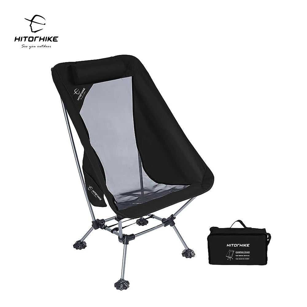 HITORHIKE Camping Chair with Nylon Mesh and Comfortable Headrest Ultralight High Back Folding Camp Chair Portable Compact for Camping, Hiking, Backpacking, Picnic, Festival, Family Road Trip