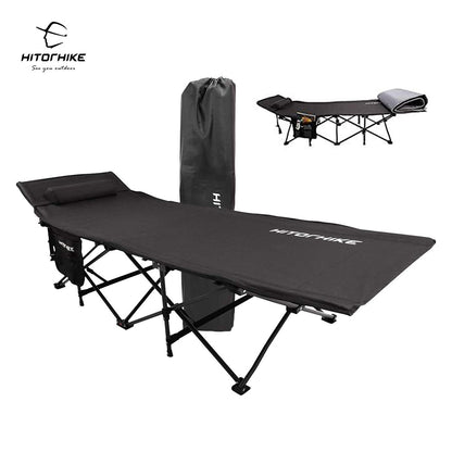 HITORHIKE Camping Cot with Cot Pad Compact Folding Cot Bed for Outdoor Backpacking Camping Cot Bed High-Profile Compact Bed with Carry Bag
