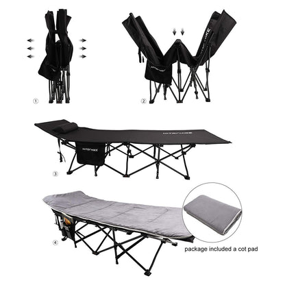 HITORHIKE Camping Cot with Cot Pad Compact Folding Cot Bed for Outdoor Backpacking Camping Cot Bed High-Profile Compact Bed with Carry Bag