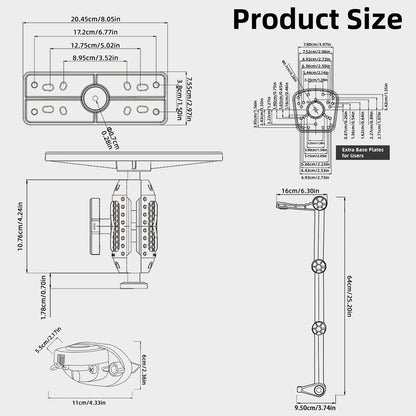 HITORHIKE Universal Fish Finder Side Track Mount Base Pro Set for Kayak(with Arms)