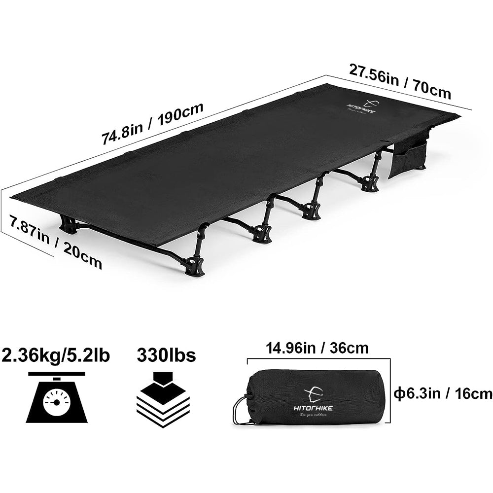 Hitorhike Camping Cot Compact Folding Cot Bed for Outdoor Backpacking Camping Cot Bed