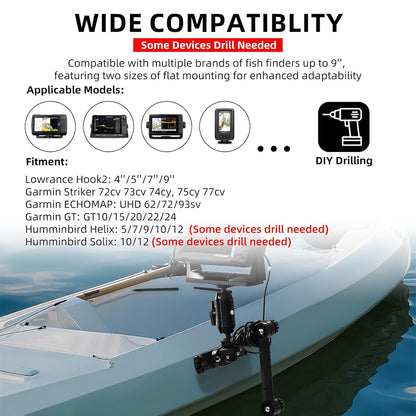 HITORHIKE Universal Fish Finder Side Track Mount Base Pro Max Set for Kayak(with Arms and Track)