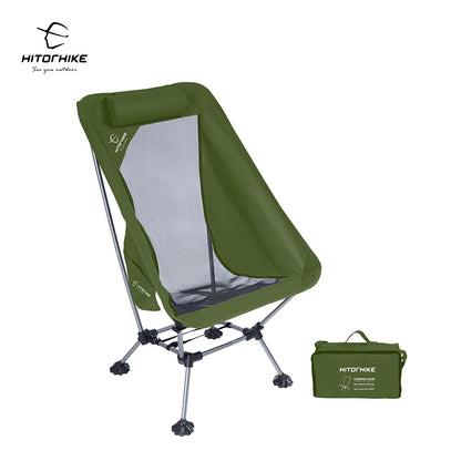 HITORHIKE Camping Chair with Nylon Mesh and Comfortable Headrest Ultralight High Back Folding Camp Chair Portable Compact for Camping, Hiking, Backpacking, Picnic, Festival, Family Road Trip
