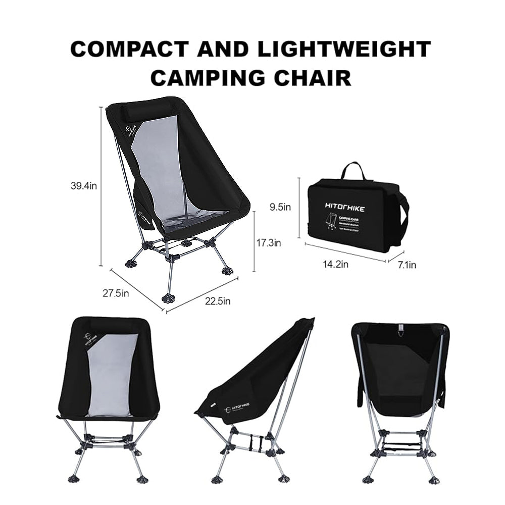 HITORHIKE Camping Chair with Nylon Mesh and Comfortable Headrest