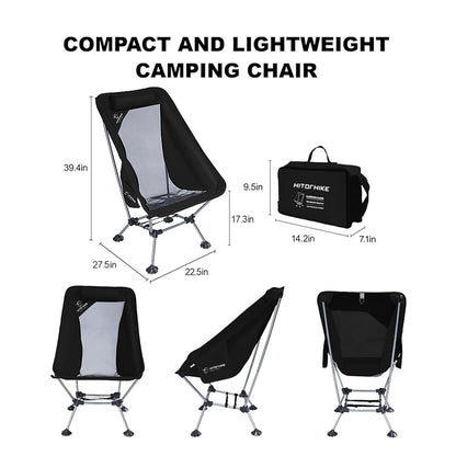 HITORHIKE Camping Chair with Nylon Mesh and Comfortable Headrest Ultralight High Back Folding Camp Chair Portable Compact for Camping, Hiking, Backpacking, Picnic, Festival, Family Road Trip