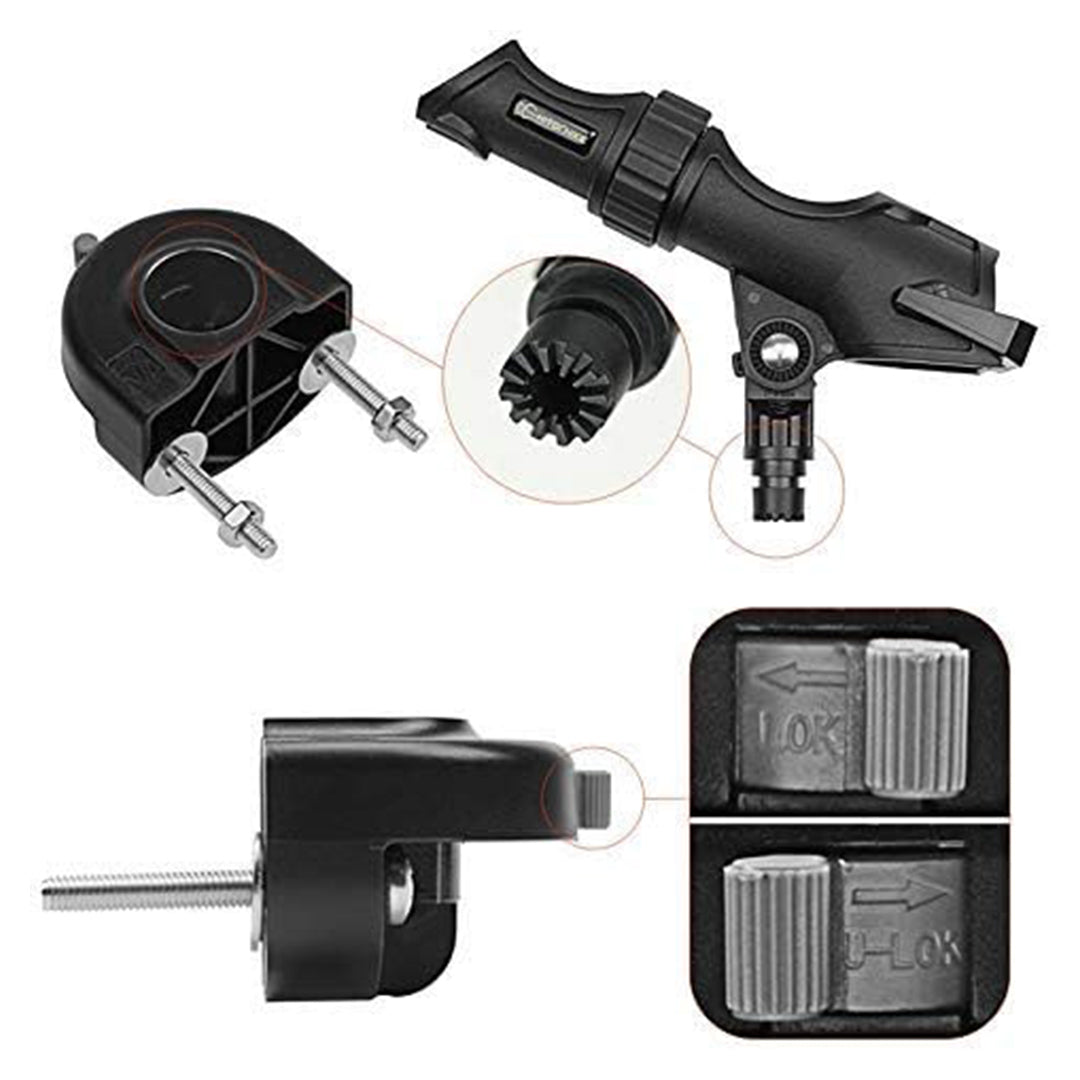 HITORHIKE Fishing Rod Holder Universal Fit Kit Allows for 360-degree Adjustment Kayak Fishing Boat Powerlock Rod Holder
