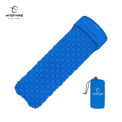 Hitorhike Inflatable mattress Cushion Sleeping Bag Mat Fast Filling Air Moistureproof Camping beach Mat With Pillow Sleeping Pad