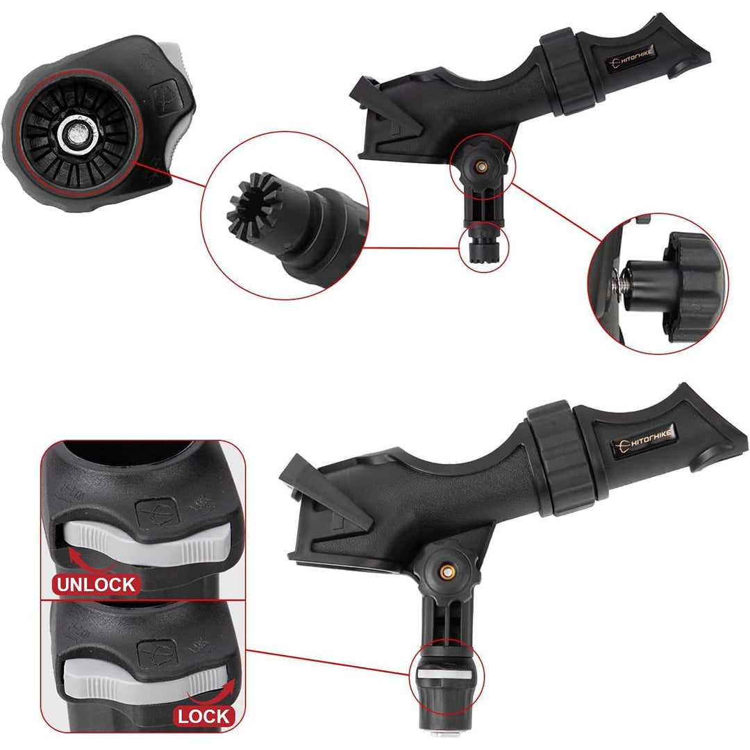 HITORHIKE Fishing Rod Holder Universal Fit Kit Allows for 360-degree Adjustment Kayak Fishing Boat Powerlock Rod Holder