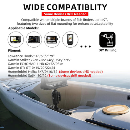HITORHIKE Universal Fish Finder Track Mount Base Set for Kayak