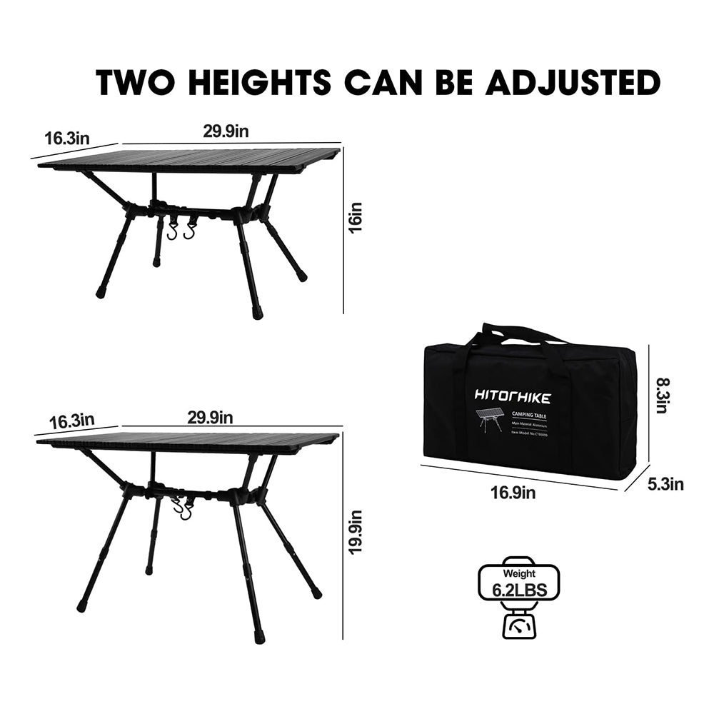 HITORHIKE Camping Tables with Aluminum Table Top Ultralight Camp Table with Carry Bag for Indoor, Outdoor, Backpacking, BBQ, Beach, Hiking, Travel, Fishing