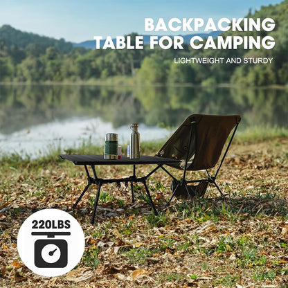 HITORHIKE Camping Tables with Aluminum Table Top Ultralight Camp Table with Carry Bag for Indoor, Outdoor, Backpacking, BBQ, Beach, Hiking, Travel, Fishing