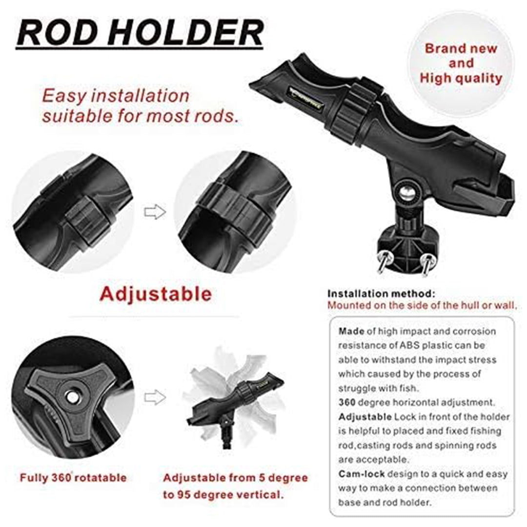 HITORHIKE Fishing Rod Holder Universal Fit Kit Allows for 360-degree Adjustment Kayak Fishing Boat Powerlock Rod Holder