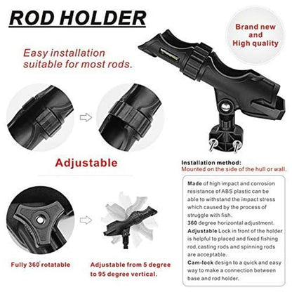 HITORHIKE Fishing Rod Holder Universal Fit Kit Allows for 360-degree Adjustment Kayak Fishing Boat Powerlock Rod Holder