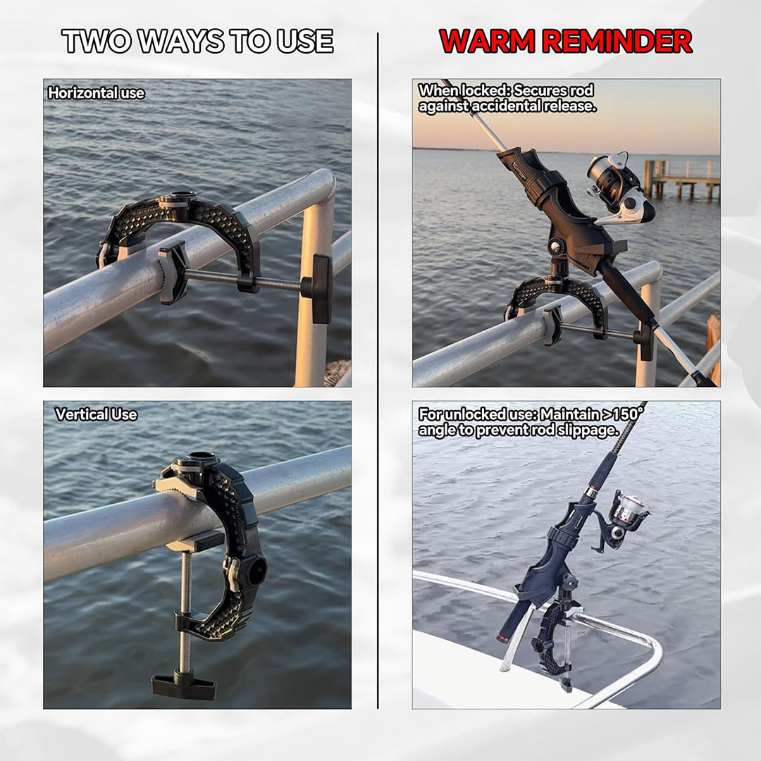 HITORHIKE Fishing Rod Holder with Aluminum Alloy Base 2 PCS