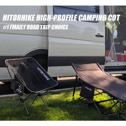 HITORHIKE Camping Cot with Cot Pad Compact Folding Cot Bed for Outdoor Backpacking Camping Cot Bed High-Profile Compact Bed with Carry Bag