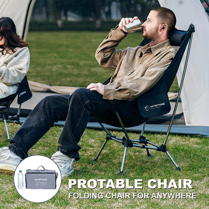 HITORHIKE Camping Chair with Nylon Mesh and Comfortable Headrest Ultralight High Back Folding Camp Chair Portable Compact for Camping, Hiking, Backpacking, Picnic, Festival, Family Road Trip