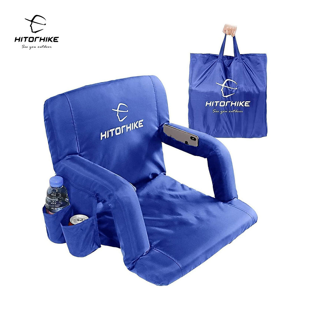 HITORHIKE Stadium Seat for Bleachers or Benches Portable Reclining Foldable Type Stadium Seat Chair with Padded Cushion Chair Back and Armrest Support