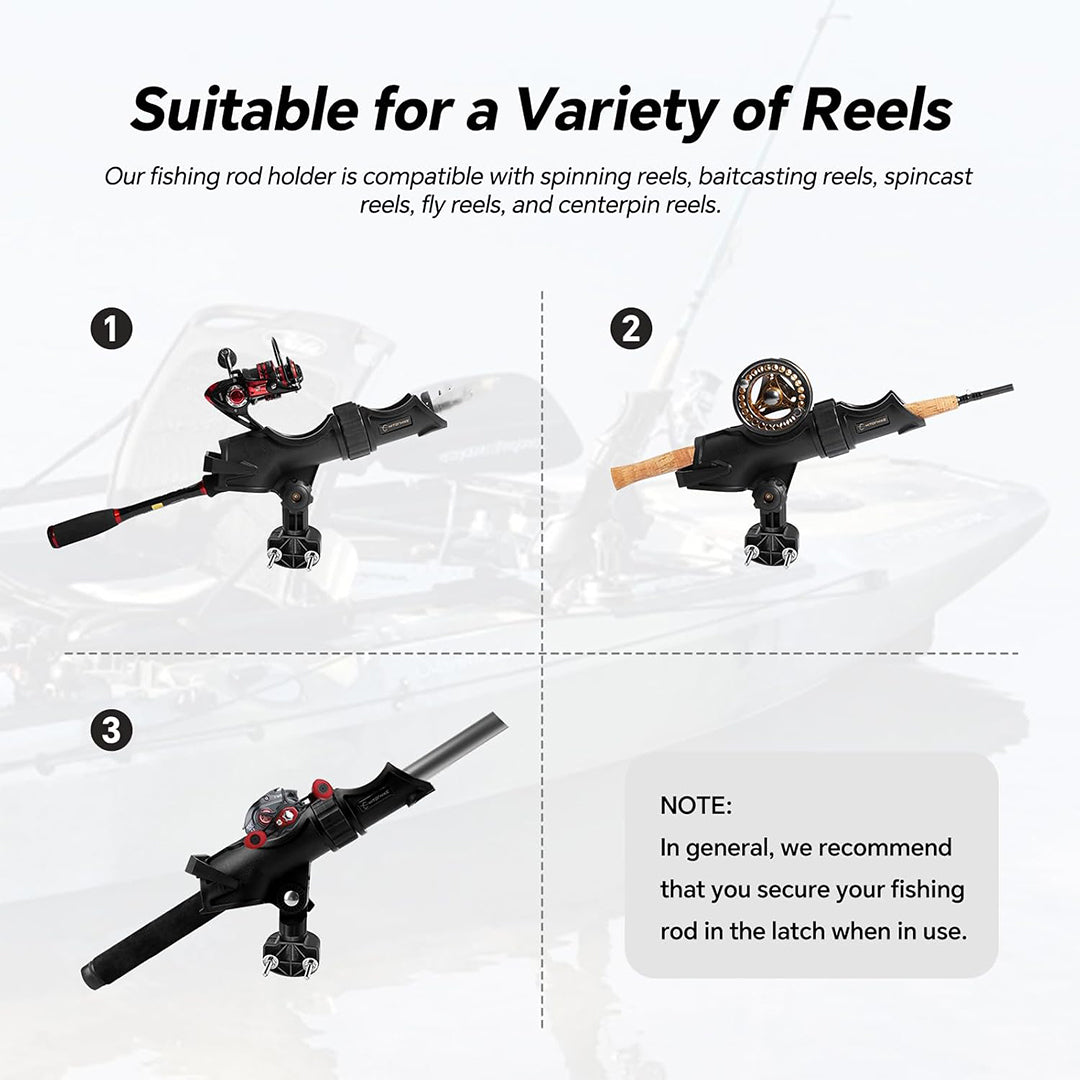 HITORHIKE Fishing Rod Holder Universal Fit Kit Allows for 360-degree Adjustment Kayak Fishing Boat Powerlock Rod Holder