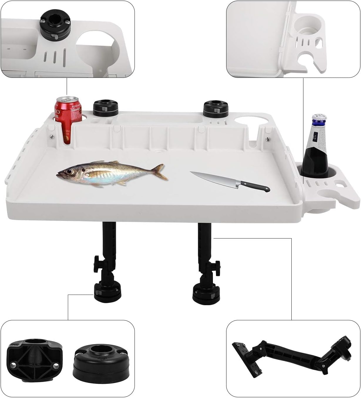 HITORHIKE Bait Board Set with Mounts and Extenders White Cutting Board 26.8"(L) X 18.5"(W) Filet Table