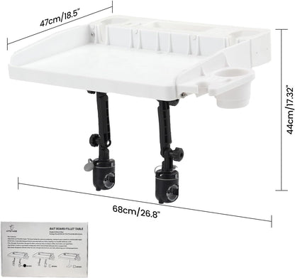 HITORHIKE Bait Board Set with Mounts & Extenders – White Cutting Board for Bass, Center Console, Pontoon Boats – Great for Fishing, Filleting, Outdoor Cooking