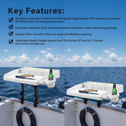HITORHIKE Bait Board Set with Mounts & Extenders – White Cutting Board for Bass, Center Console, Pontoon Boats – Great for Fishing, Filleting, Outdoor Cooking