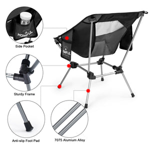HITORHIKE Camping Chair Backpack Camping Folding Chair Camping Chair Compact Ultralight Carrying Bag Breathable Mesh Structure Aluminum Frame with 2 Side Pockets
