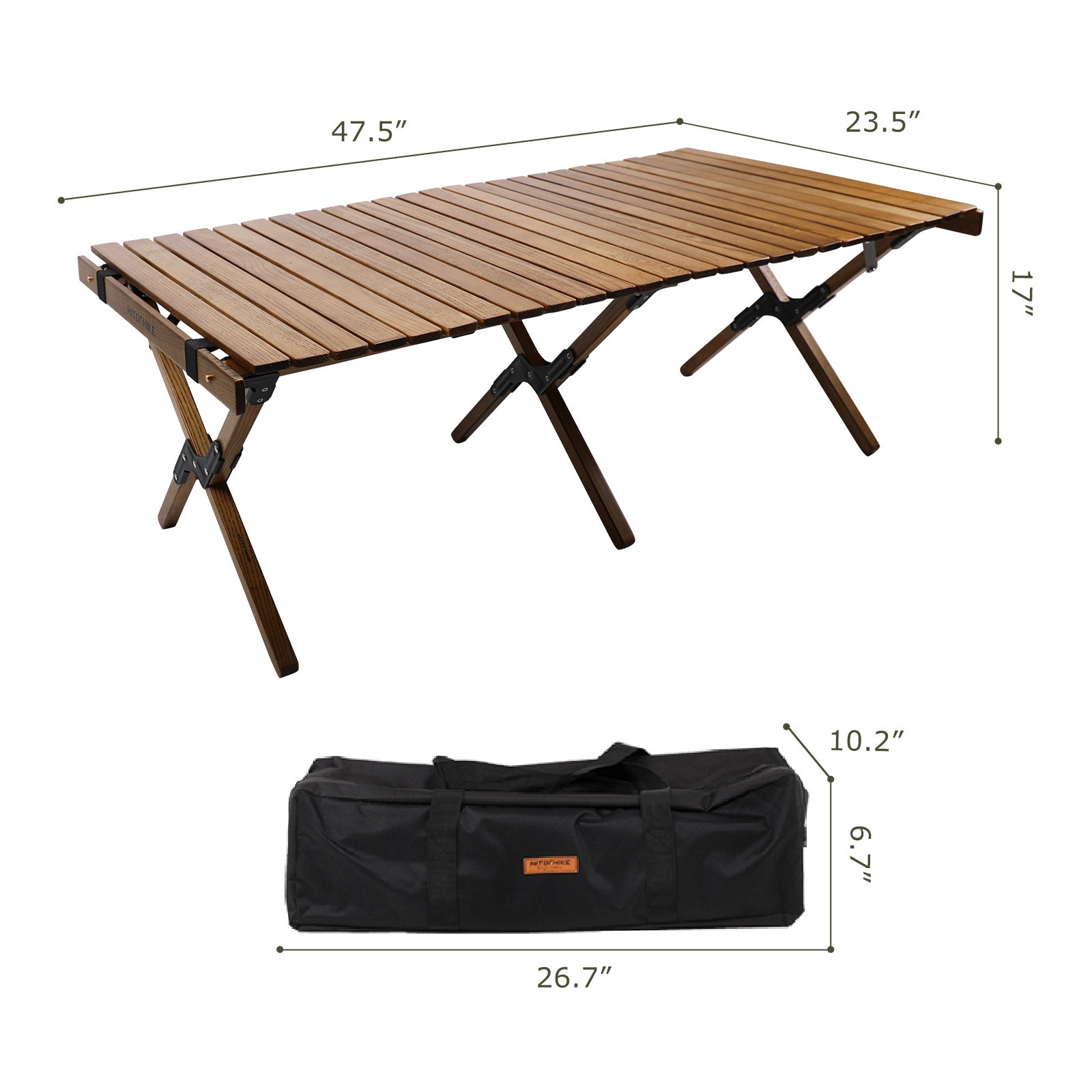 Hitorhike Folding Wood Table Portable Camping Table for Outdoor/Indoor Picnic,Travel,Beach,Camp,BBQ,Backyard
