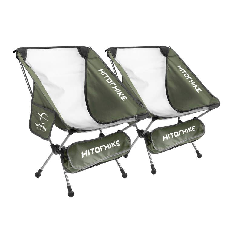 Hitorhike Camping Chair Breathable Mesh Construction 2 Side Pockets Aluminum Frame Camp Chair with Carry Bag 2PCS