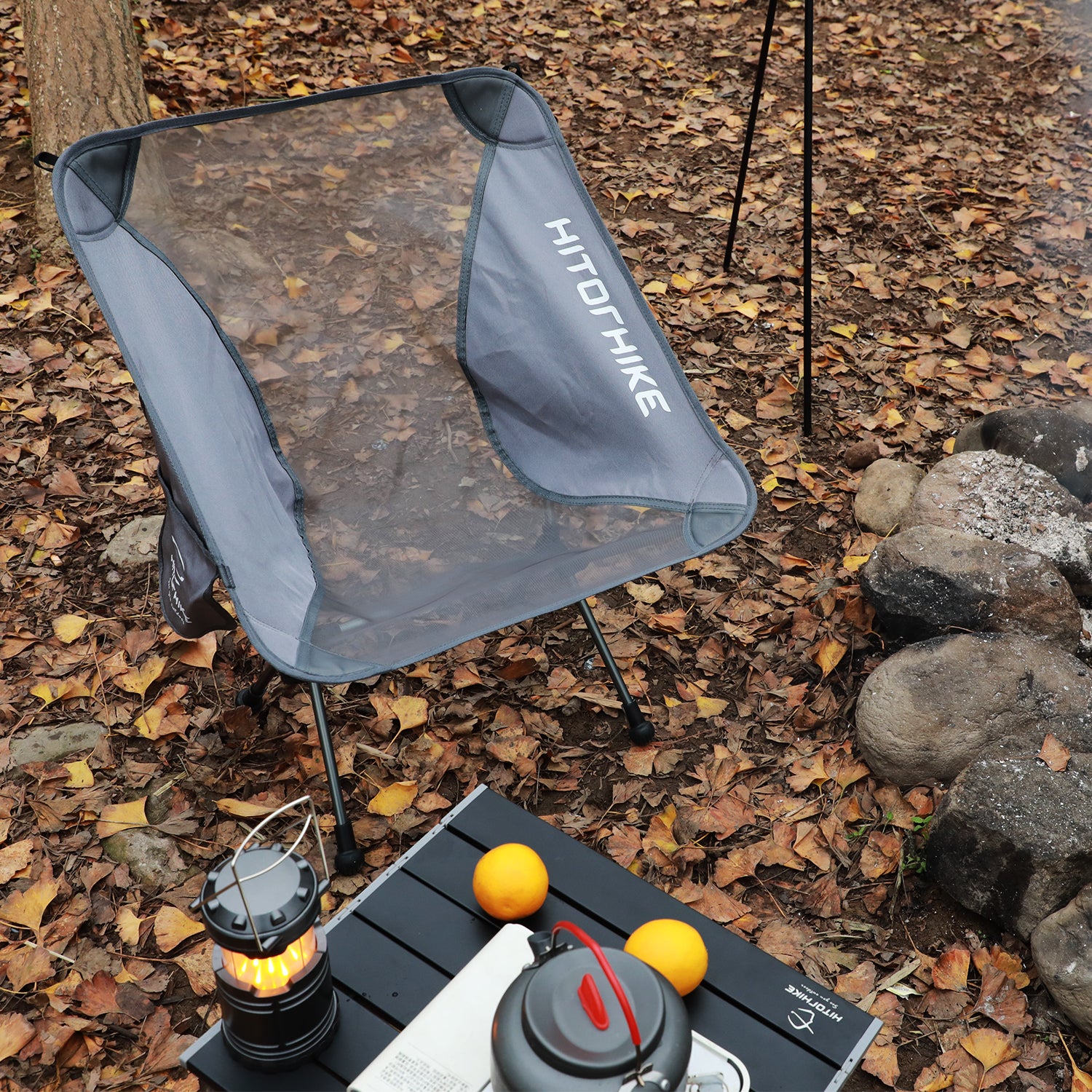Hitorhike Camping Chair Breathable Mesh Construction 2 Side Pockets Aluminum Frame Camp Chair with Carry Bag 1PCS